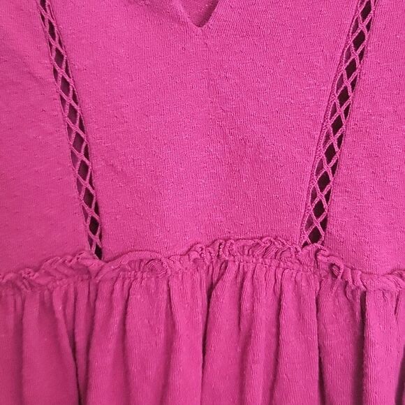 By Anthropolgie Caroline Raspberry Babydoll Blouse Ruffled Flounce sleev… - Picture 5 of 14